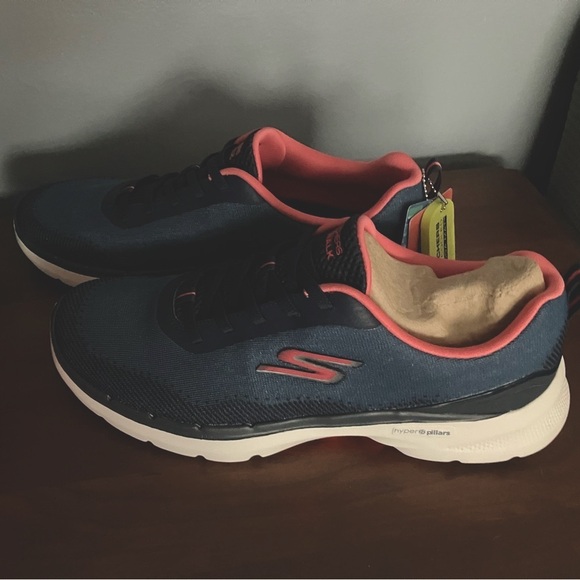 New Skechers GoWalk 6 Spring Horizon navy with coral accents - Picture 3 of 7